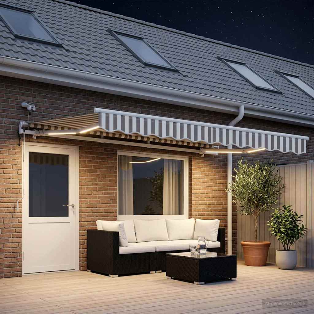 vidaXL Markiza wysuwana Jasnoszary i biały. 500 × 300 cm Poliester
