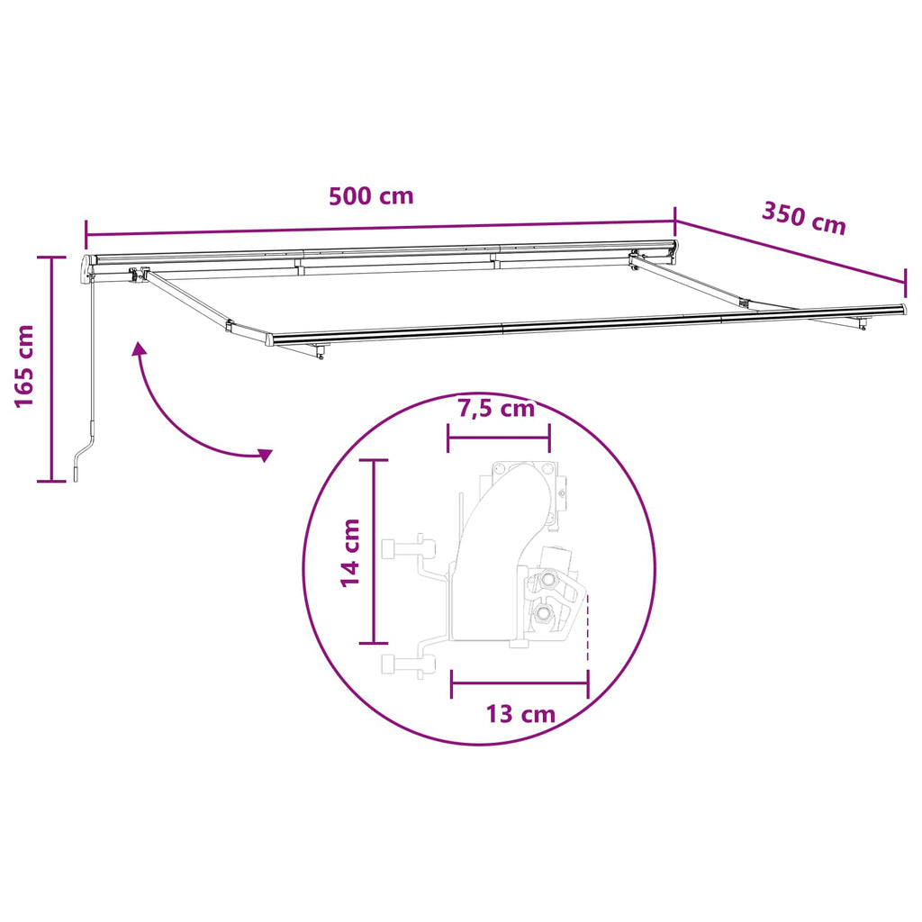 vidaXL Markiza wysuwana Szarobeżowy 500 × 350 cm Poliester i aluminium