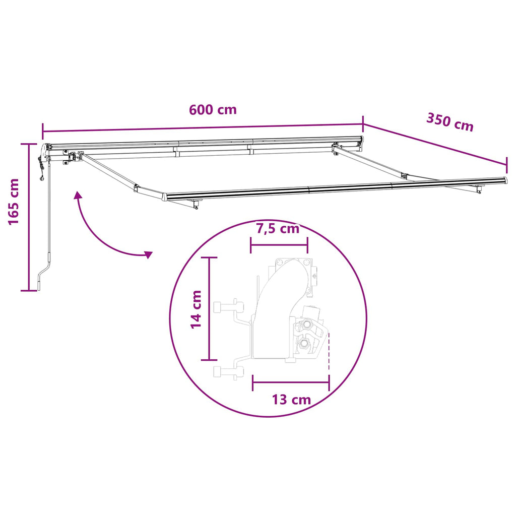 vidaXL Markiza wysuwana Szarobeżowy 600 × 350 cm Tkanina i aluminium