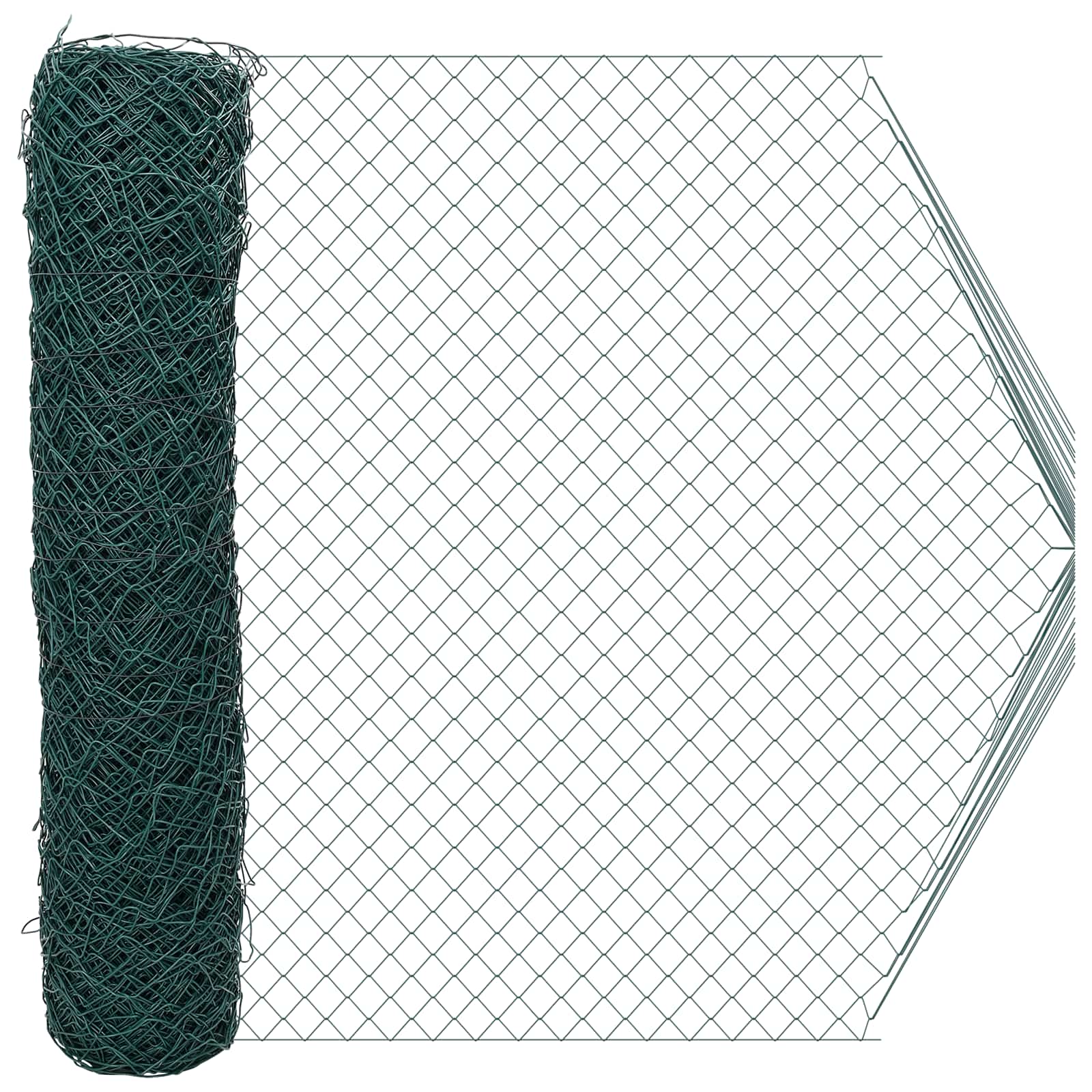 vidaXL Ogrodzenie łańcuchowe Zielony 2 x 20 m Stal