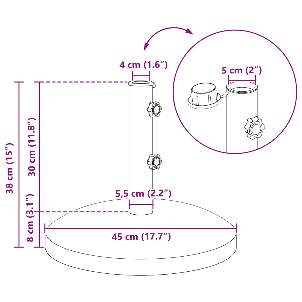 vidaXL Podstawa parasola na słup 40-50 mm 26.75 kg Czarny