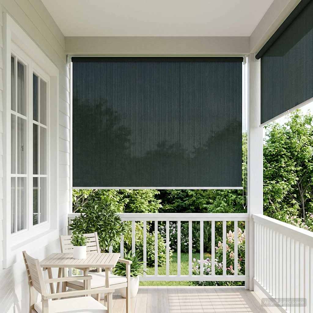 vidaXL Roleta zewnętrzna 90% blokada UV Ciemnozielony 140 x 140 cm