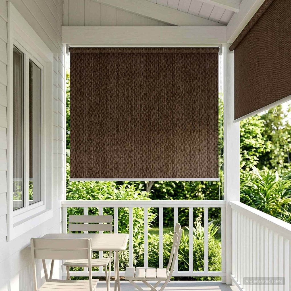 vidaXL Roleta zewnętrzna 90% blokada UV brązowy 60 x 140 cm HDPE