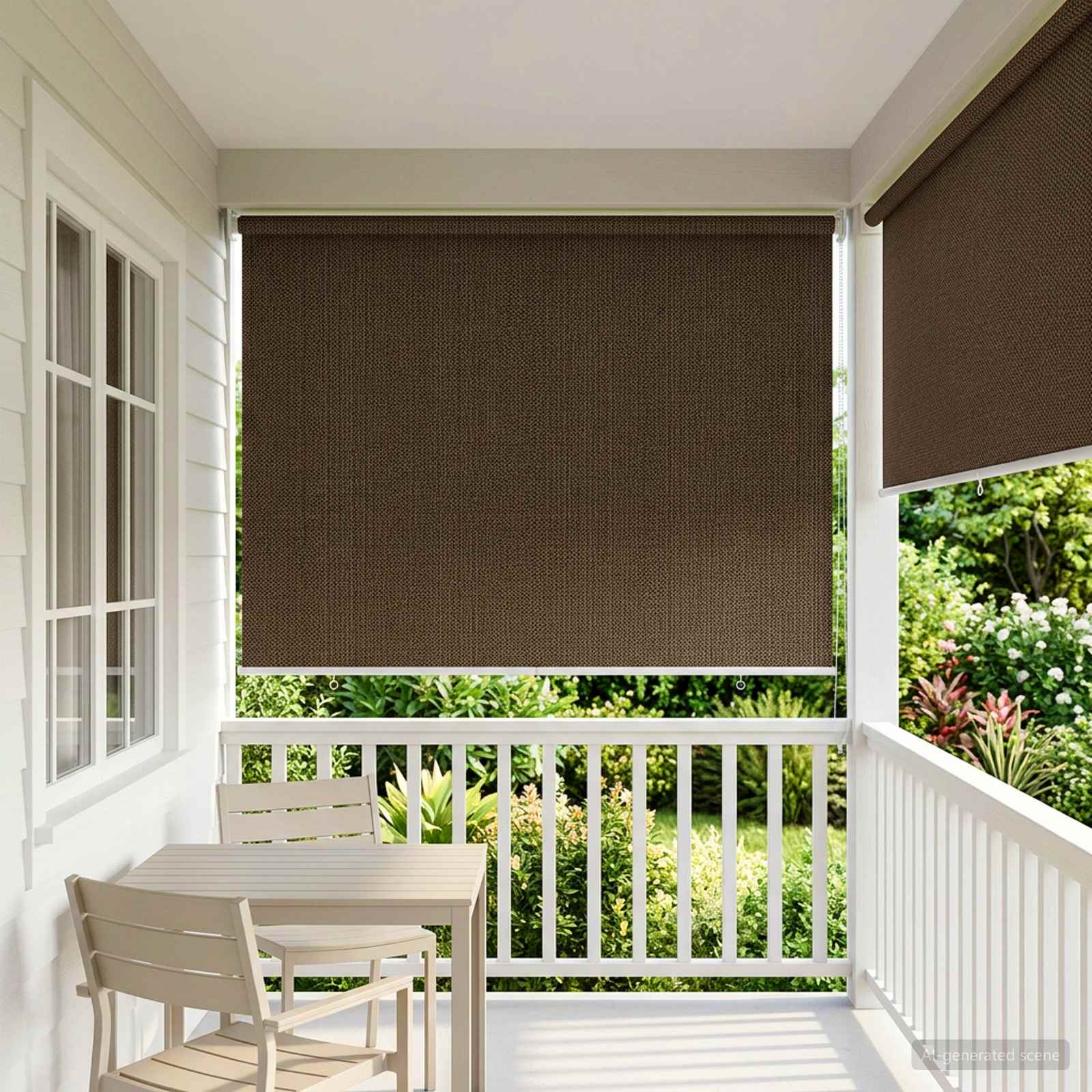 vidaXL Roleta zewnętrzna 90% blokada UV brązowy 140 x 140 cm HDPE