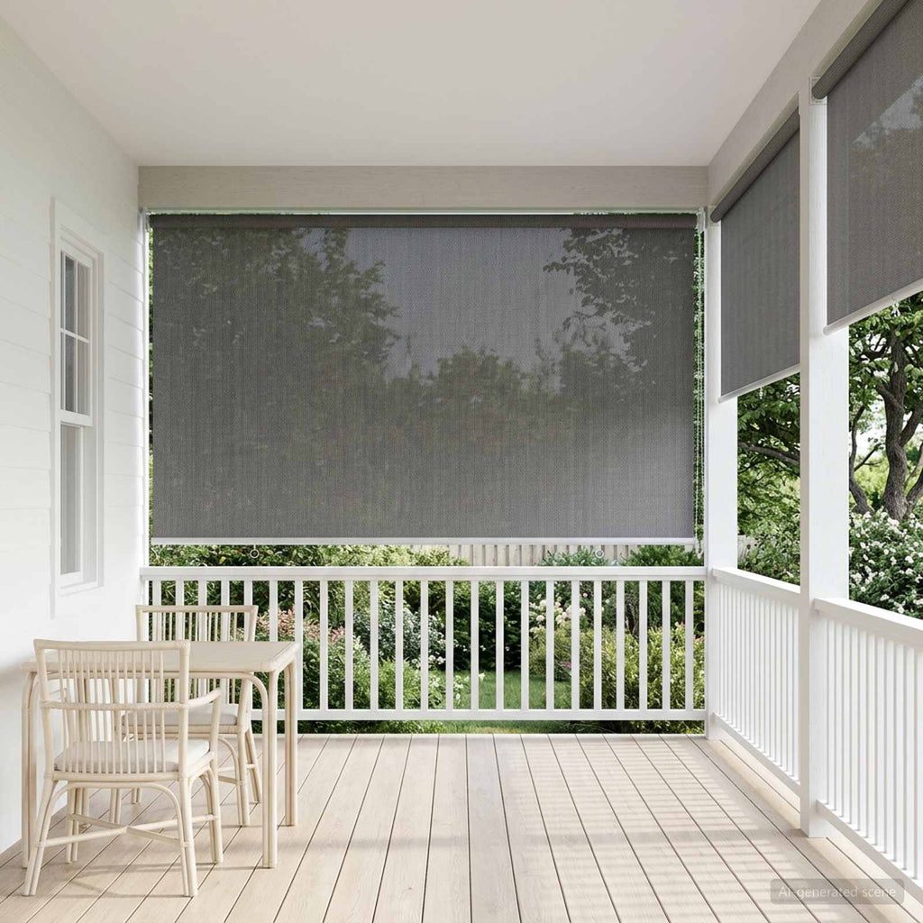 vidaXL Roleta zewnętrzna 90% blokada UV jasnoszary 180 x 140 cm HDPE