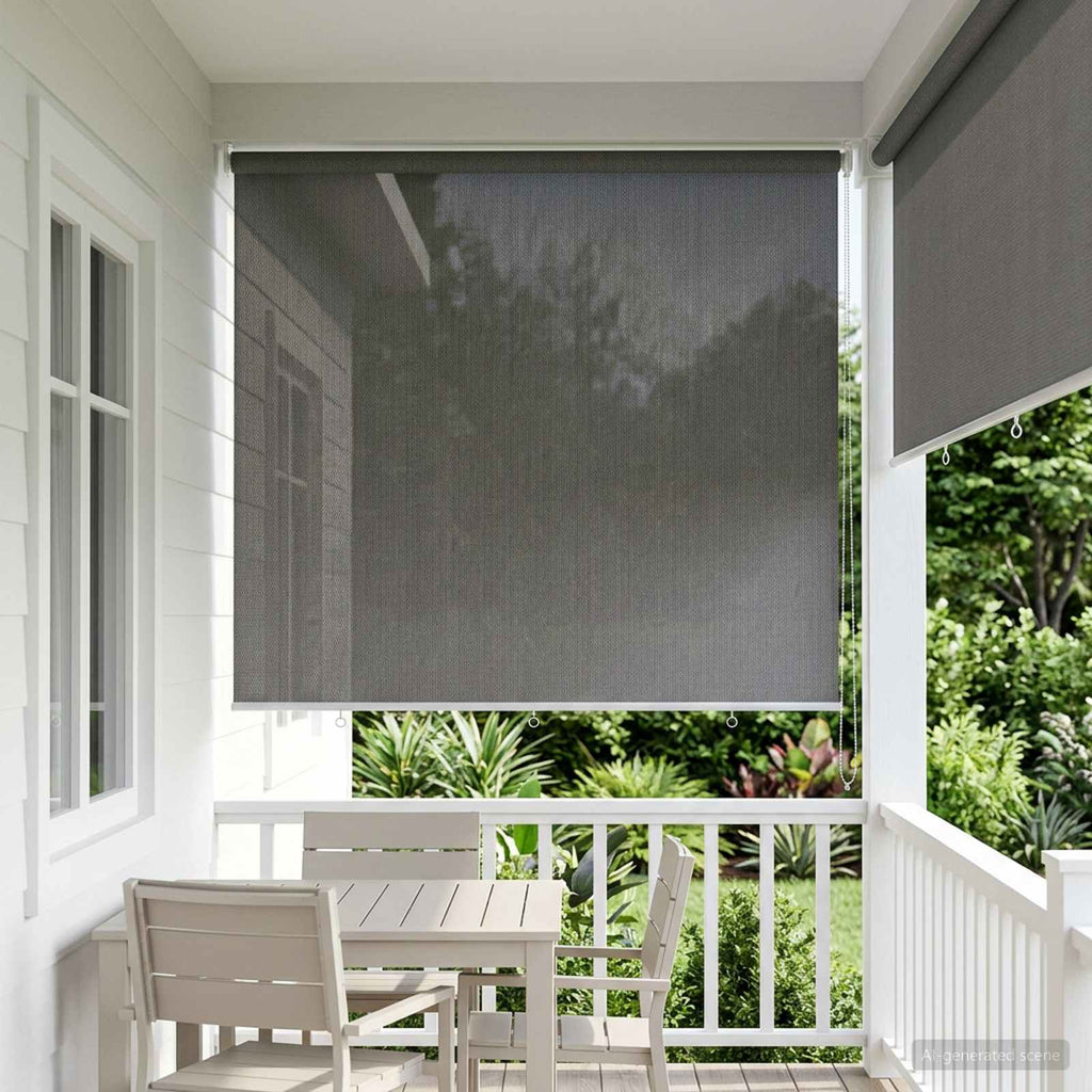 vidaXL Roleta zewnętrzna 90% blokada UV jasnoszary 220 x 140 cm HDPE