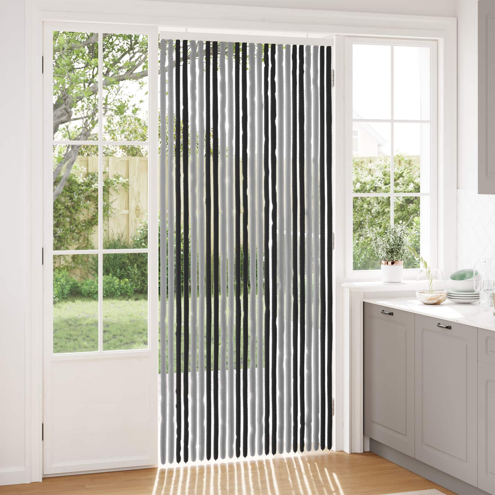 vidaXL Firanka owadobojna z chenillu Szary i czarny 100 x 230 cm