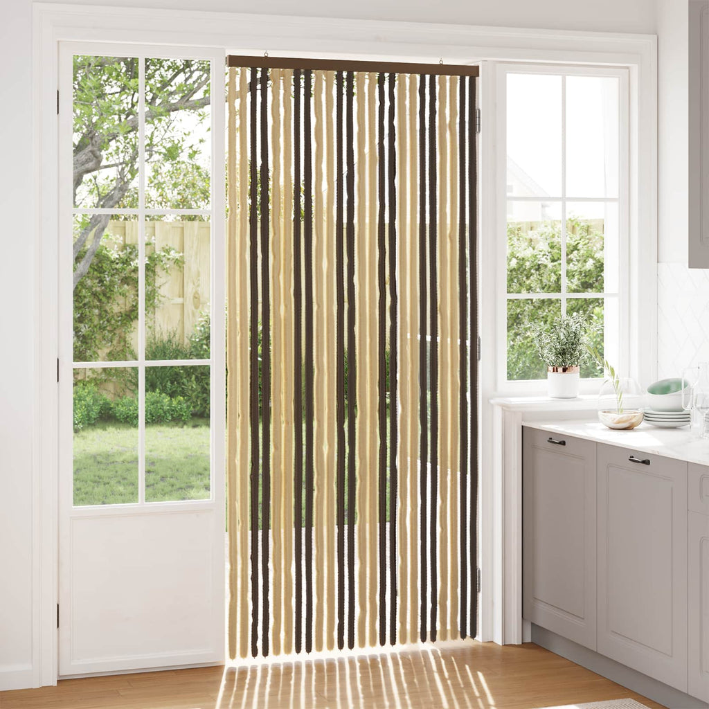 vidaXL Firanka owadobojna z chenillu Ciemny brąz i beż 100 x 220 cm