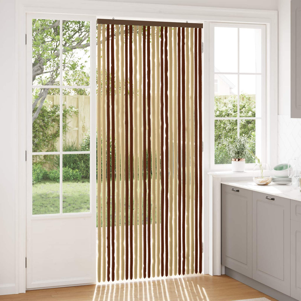 vidaXL Firanka owadobojna z chenillu Brązowy i beżowy 100 x 230 cm