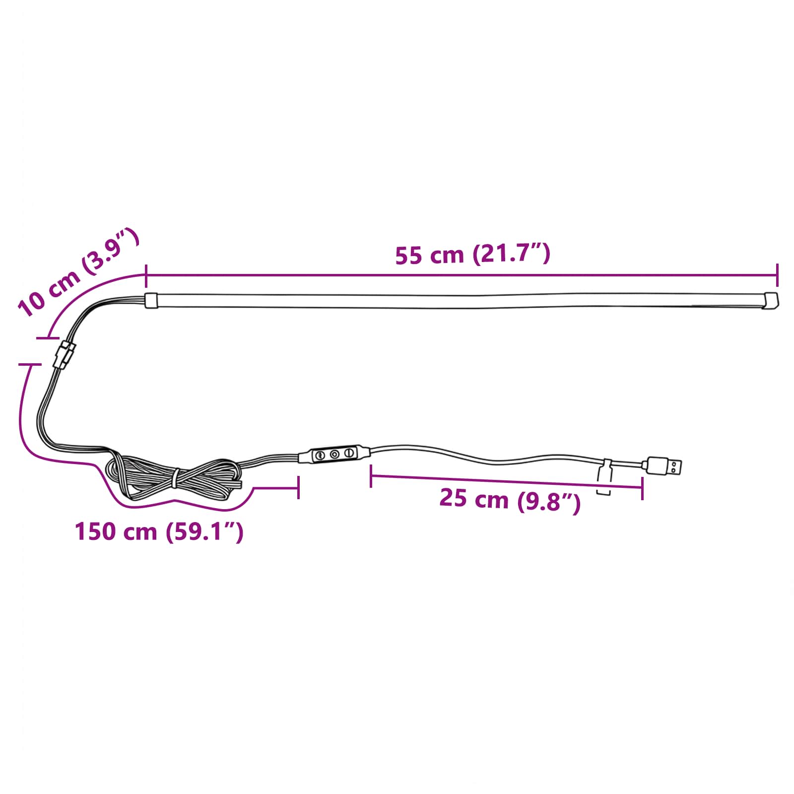 vidaXL Taśma LED 55 cm Wielokolorowe PVC