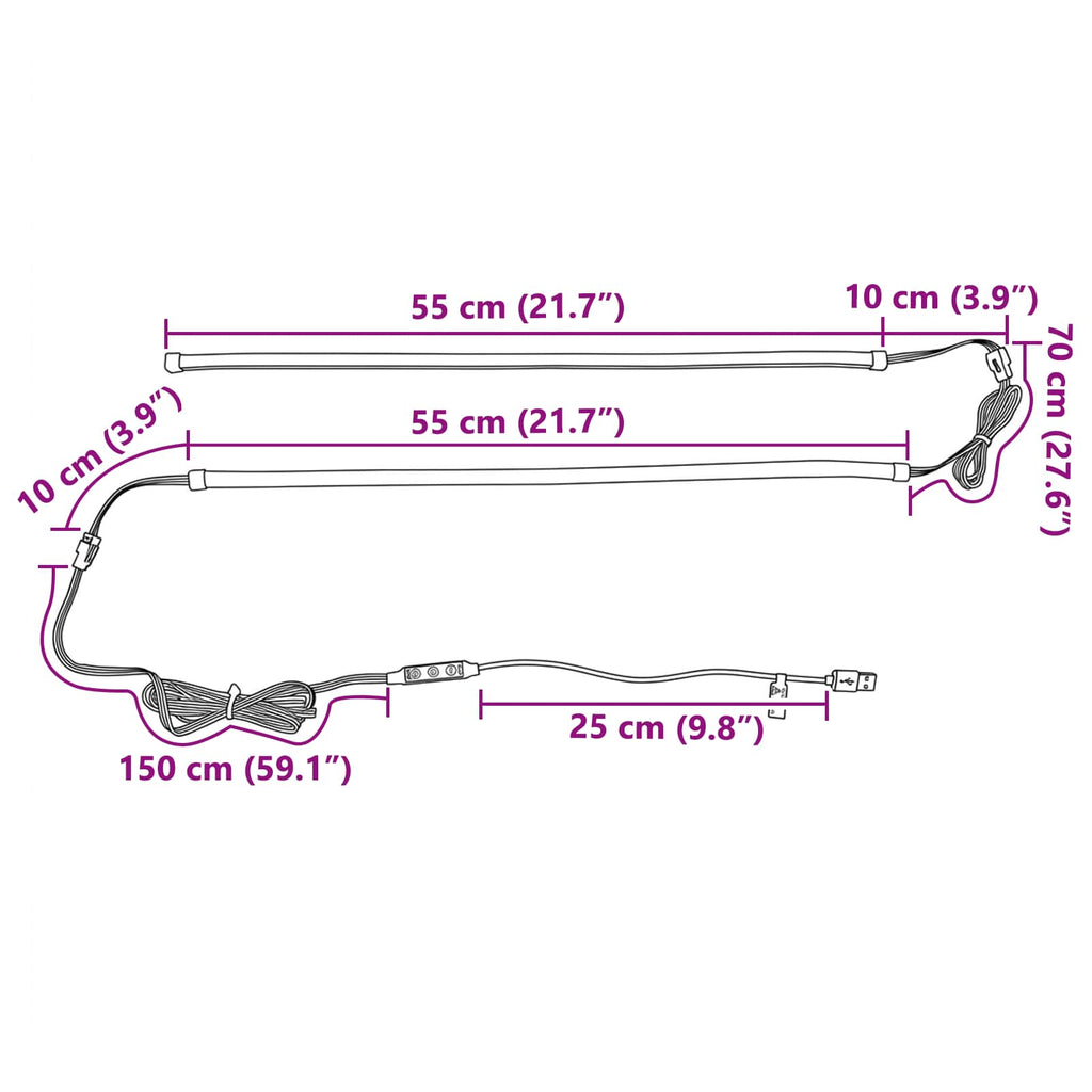 vidaXL Taśma LED 110 cm Wielokolorowe PVC