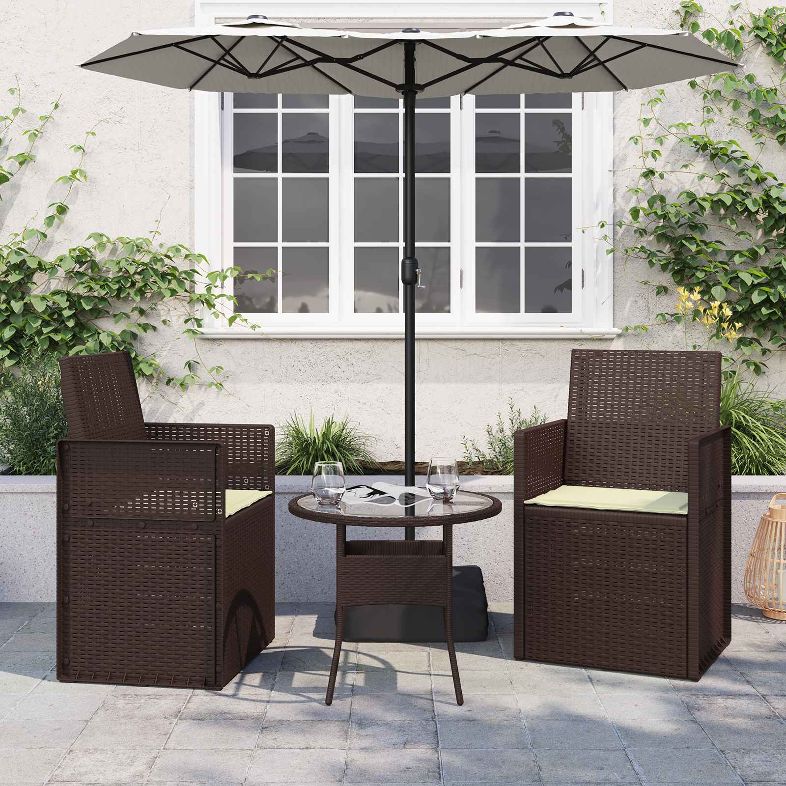 vidaXL Poduszki na siedziska 2 pcs Kremowy 47 x 36 x 2 cm Poliester
