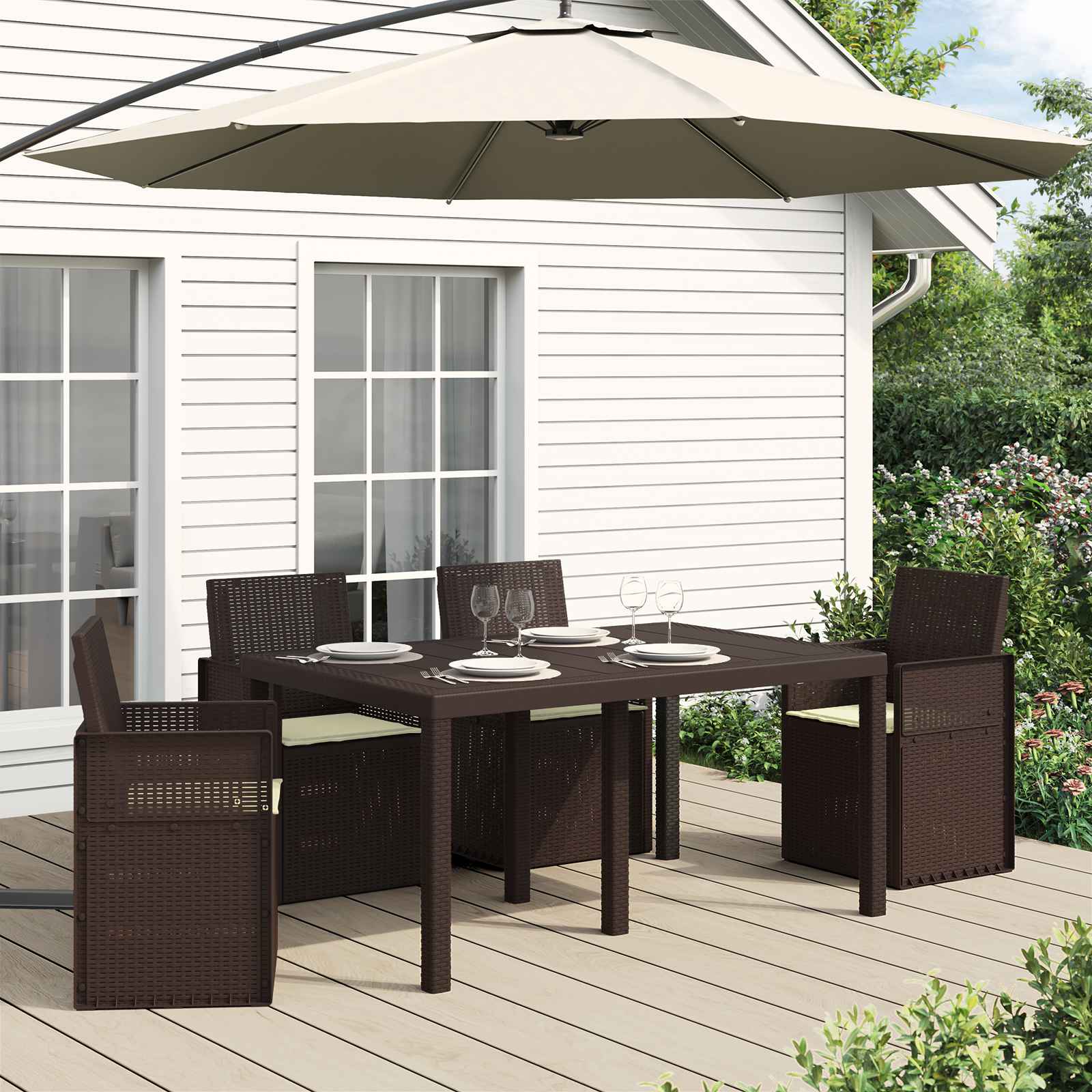 vidaXL Poduszki na siedziska 4 pcs kremowy 47 x 36 x 2 cm Poliester