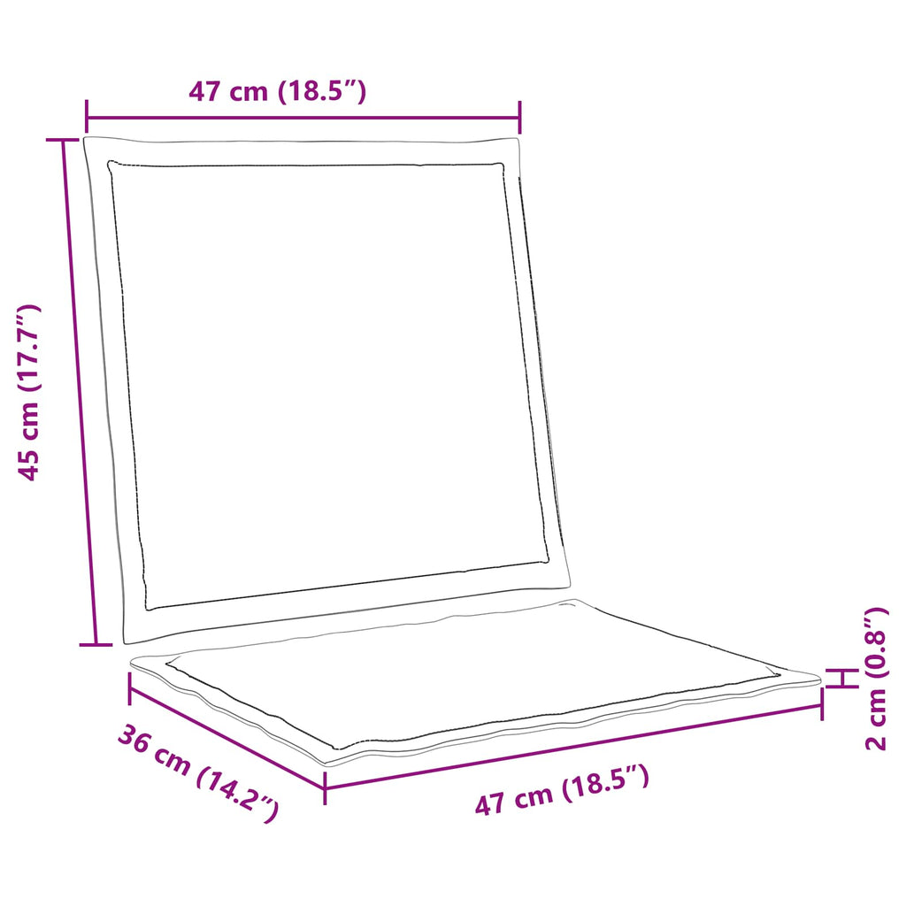 vidaXL Poduszki na Siedzisko i Oparcie 2 pcs kremowy 47 x 45 x 2 cm