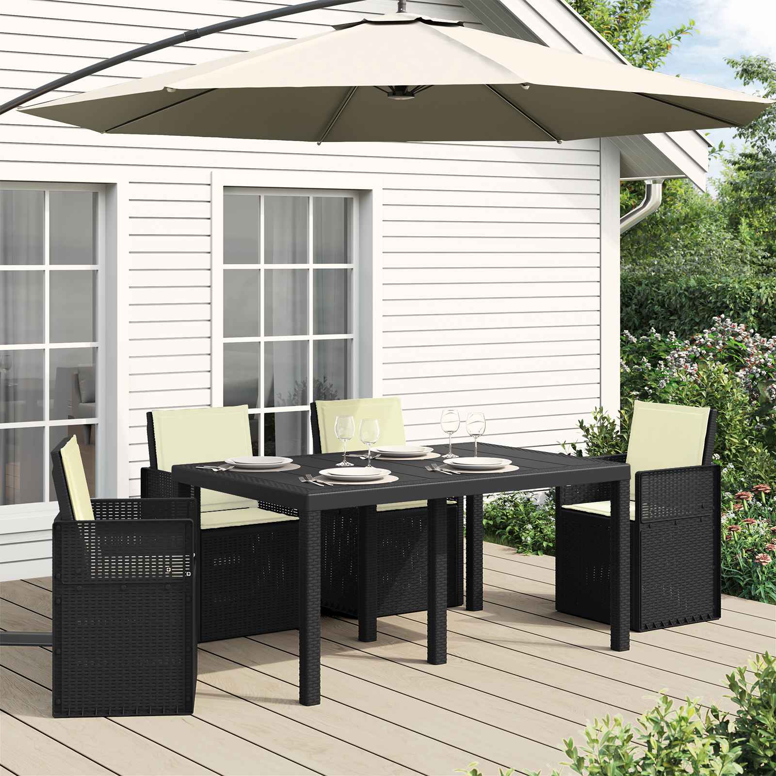 vidaXL Poduszki na Siedzisko i Oparcie 4 pcs kremowy 47 x 45 x 2 cm