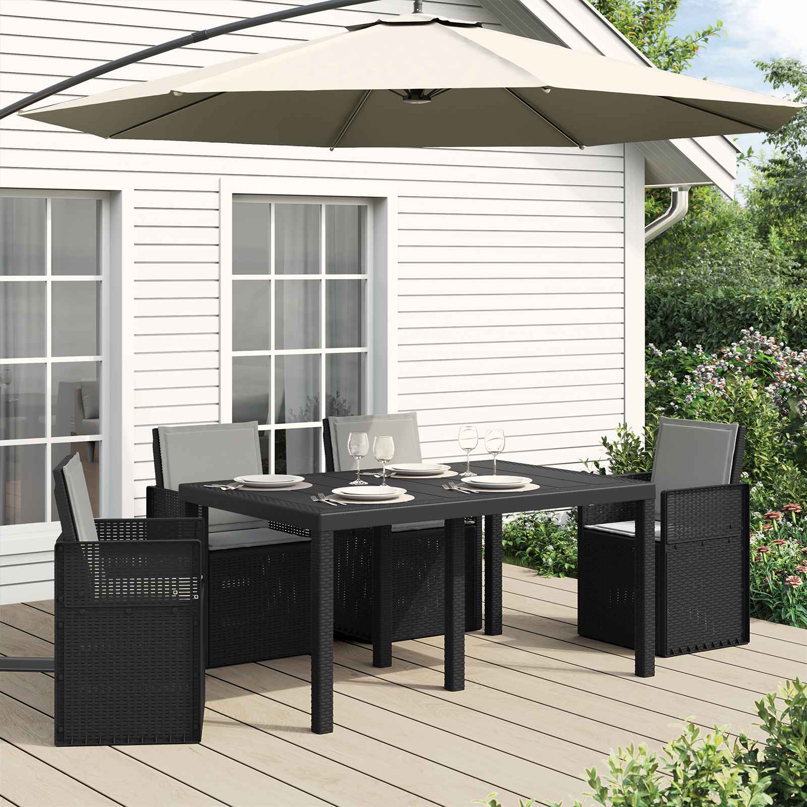 vidaXL Poduszki na Siedzisko i Oparcie 4 pcs jasnoszary 47 x 45 x 2 cm