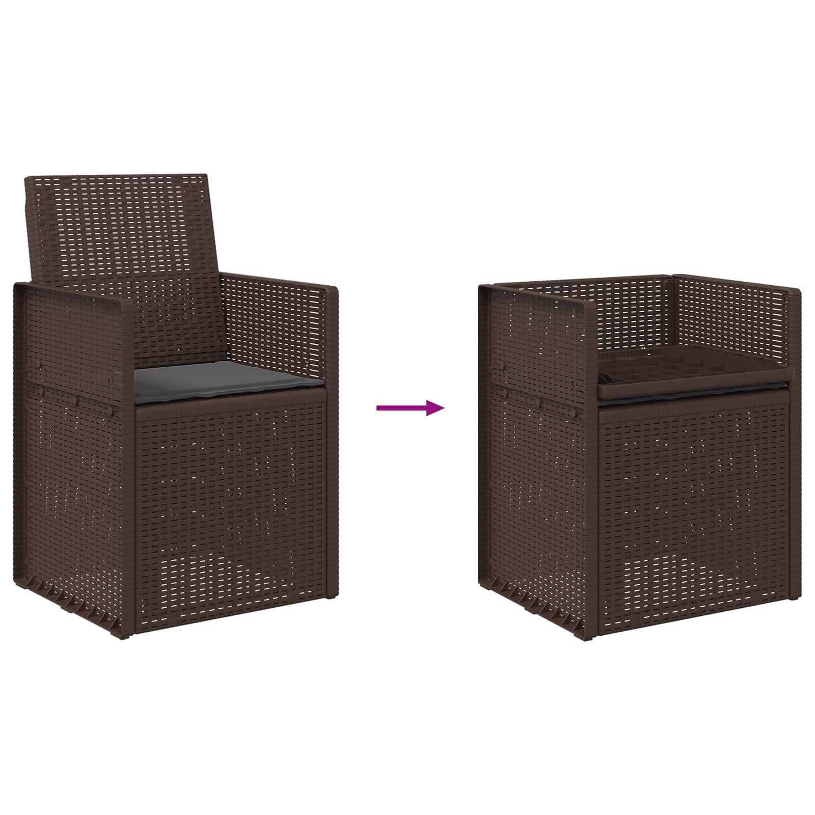 vidaXL Krzesła do ogrodu 2 pcs Brązowy i antracyt PP