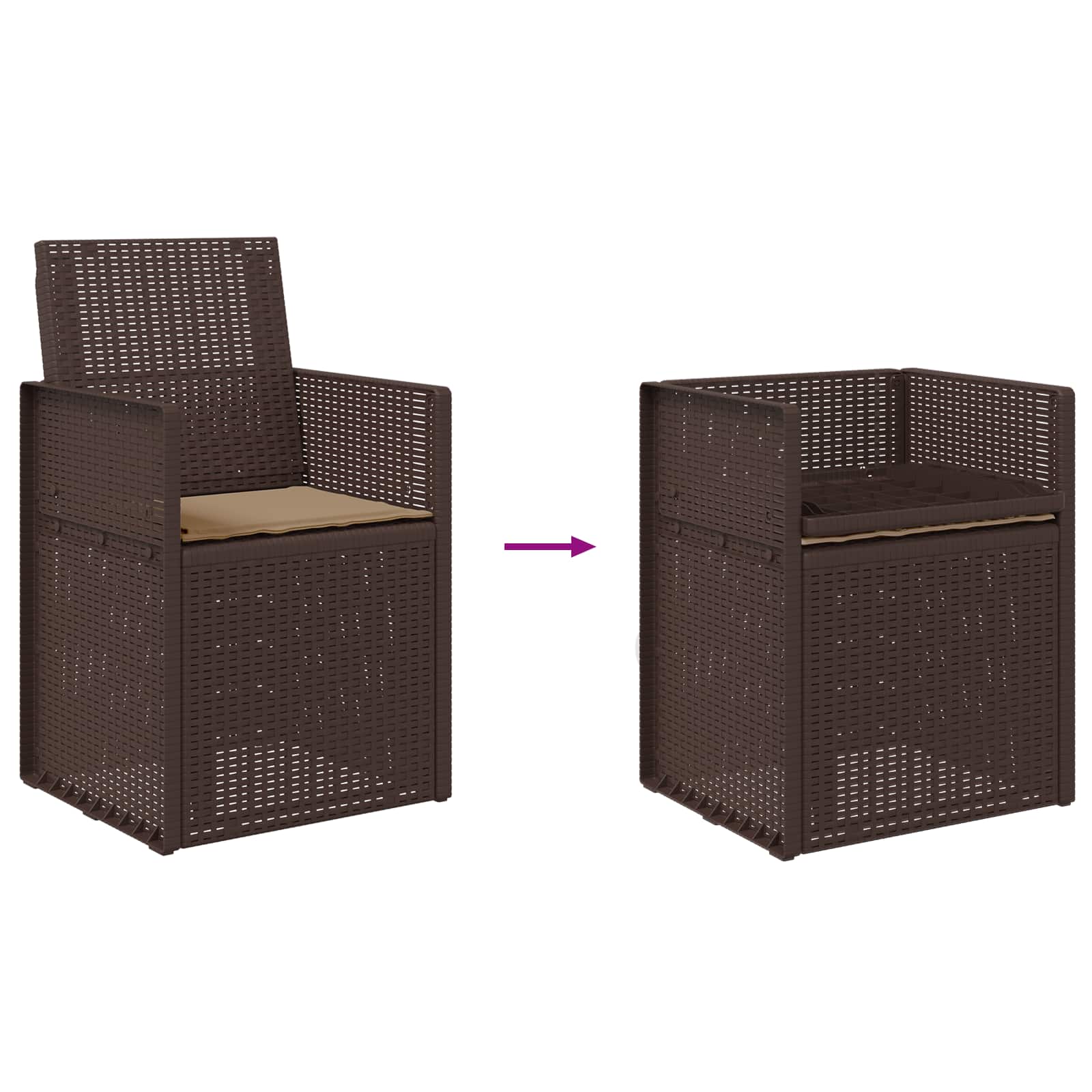 vidaXL Krzesła do ogrodu 2 pcs Brązowy i taupe PP