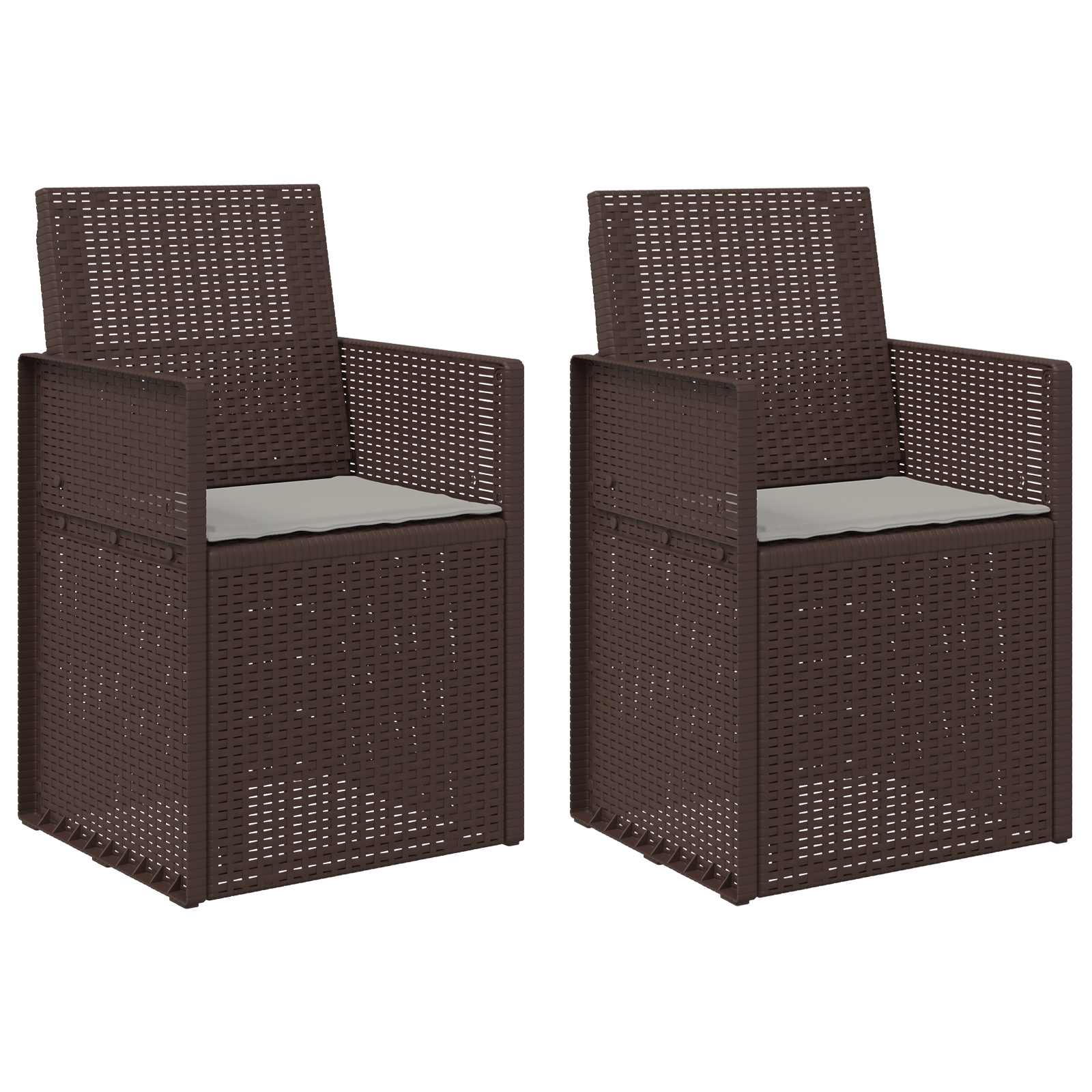vidaXL Krzesła do ogrodu 2 pcs Brązowy i jasnoszary PP