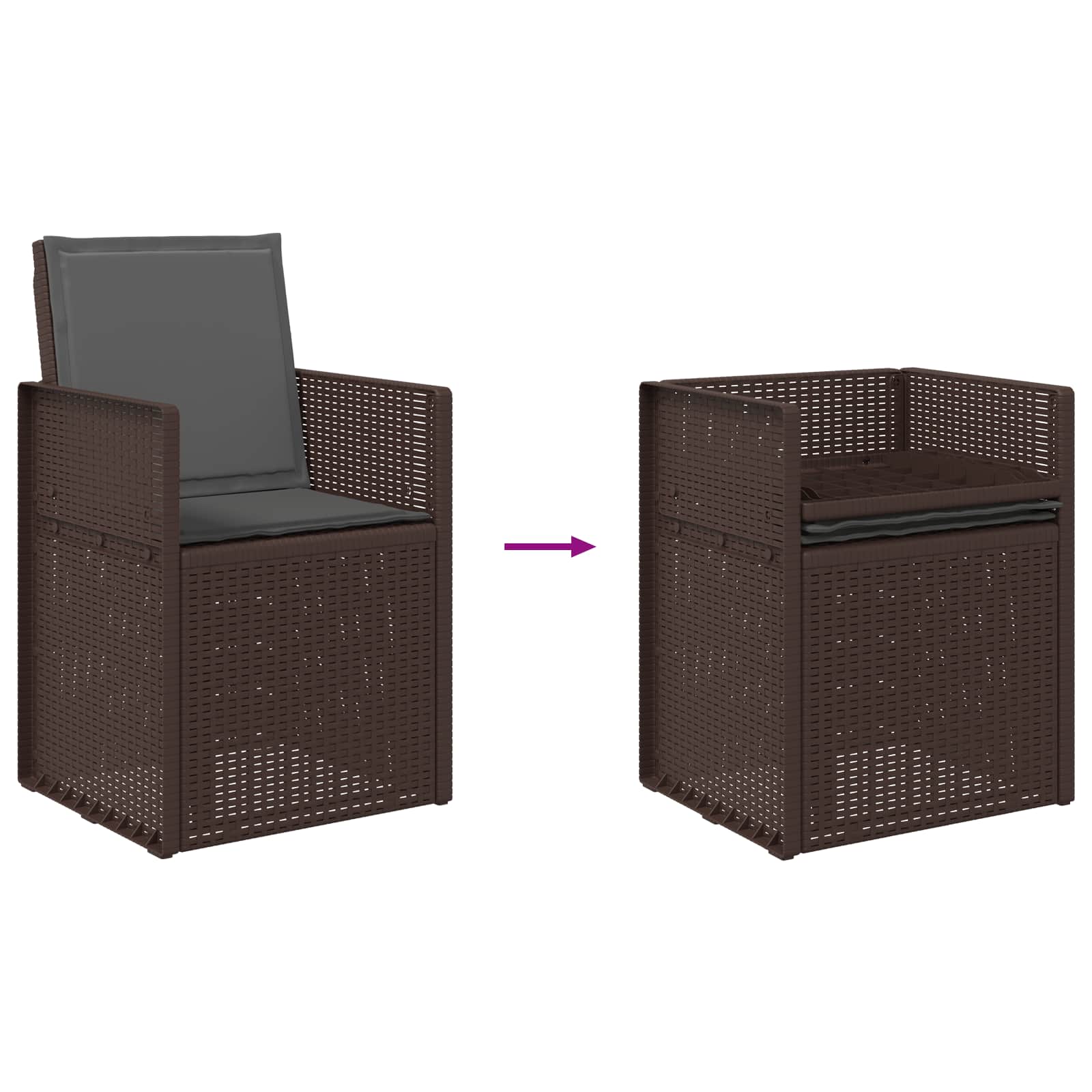 vidaXL Krzesła do ogrodu 2 pcs Brązowy i antracyt PP