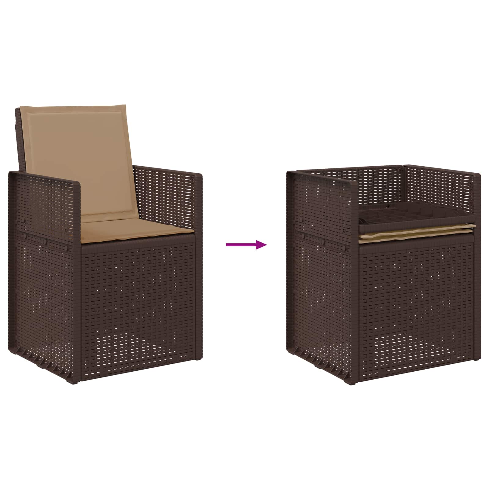 vidaXL Krzesła do ogrodu 2 pcs Brązowy i taupe PP
