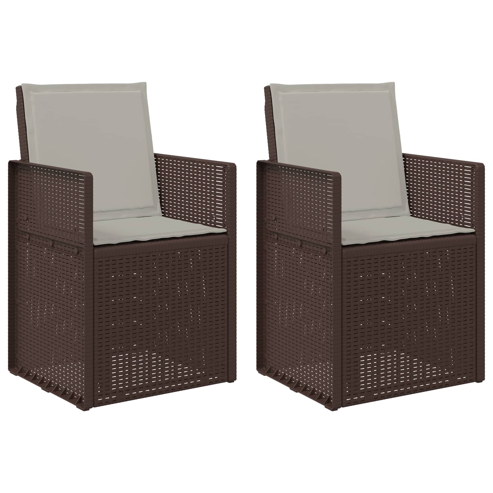 vidaXL Krzesła do ogrodu 2 pcs Brązowy i jasnoszary PP