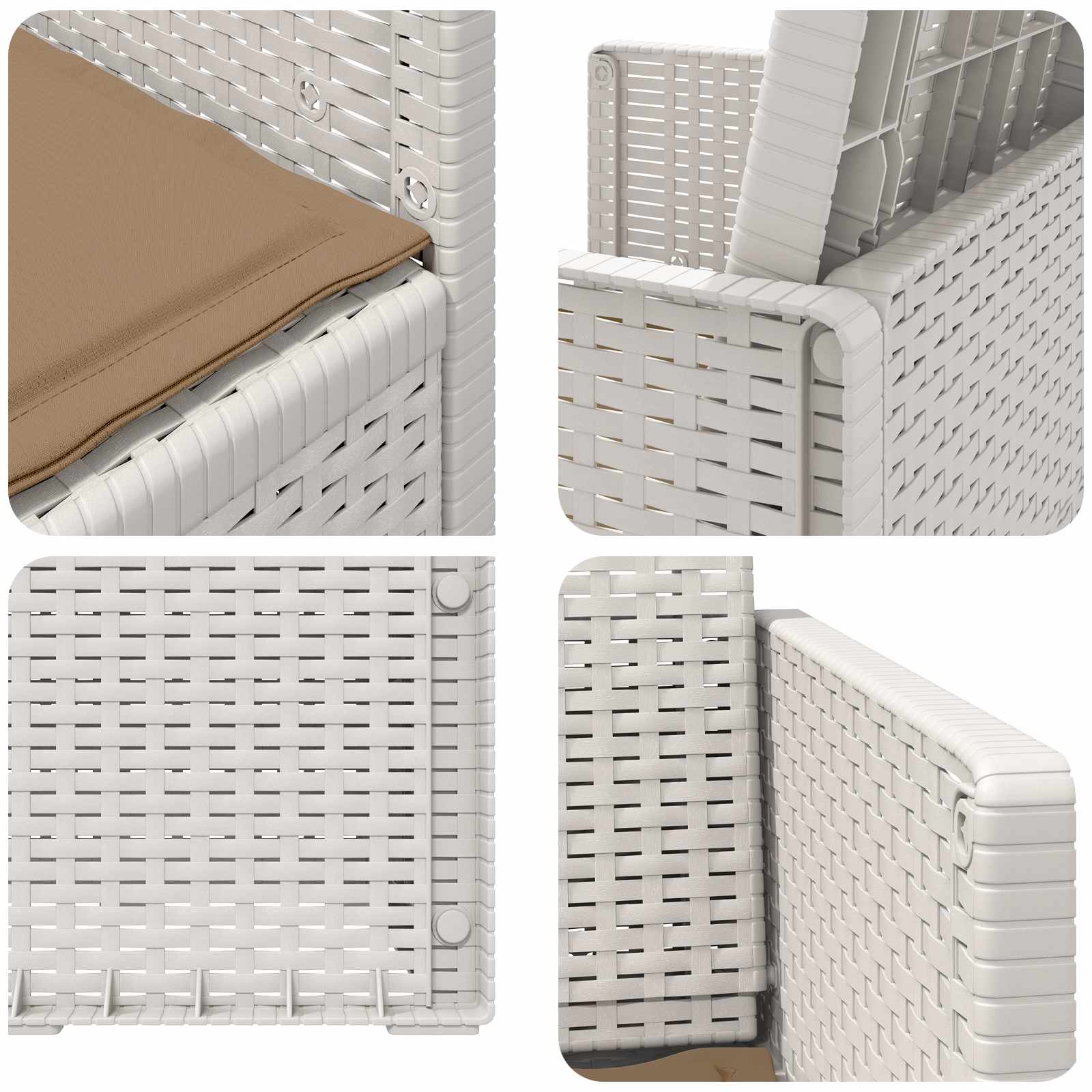 vidaXL Krzesła do ogrodu 2 pcs Biały i taupe PP