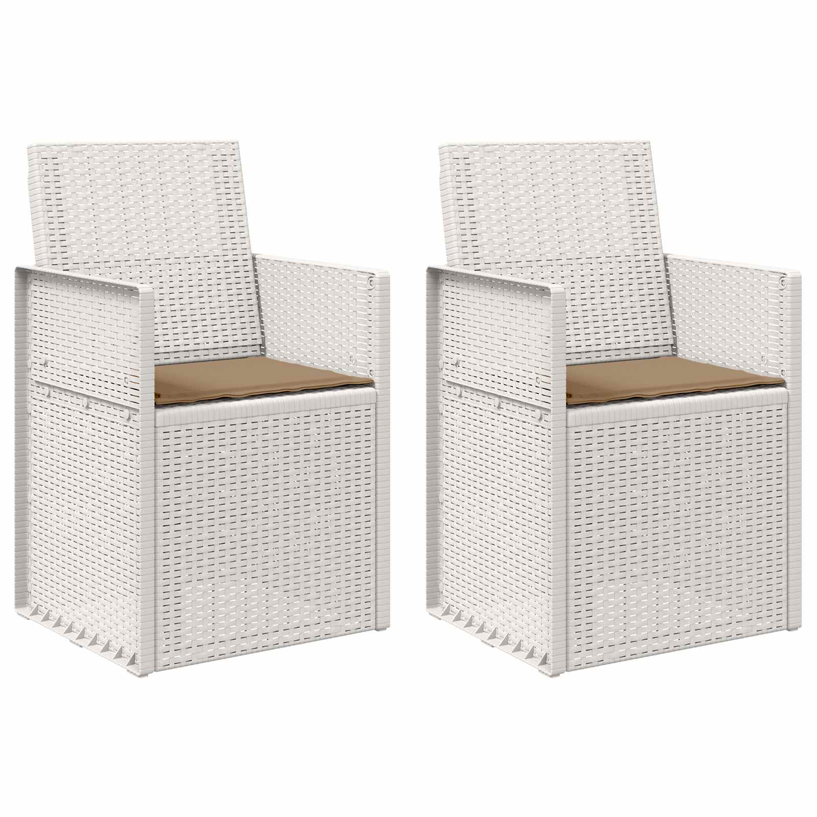 vidaXL Krzesła do ogrodu 2 pcs Biały i taupe PP