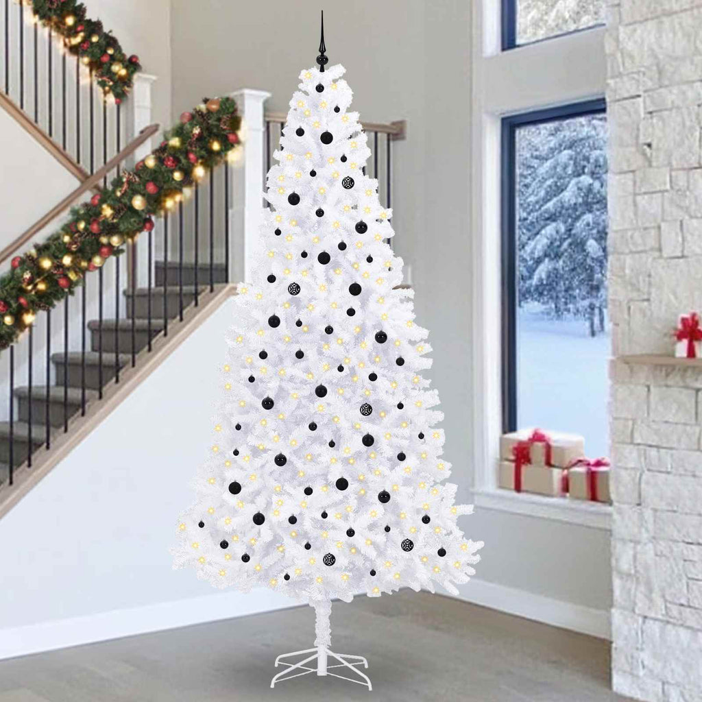 vidaXL Sztuczna choinka z 300 diodami LED Biały 300 cm PVC i stal