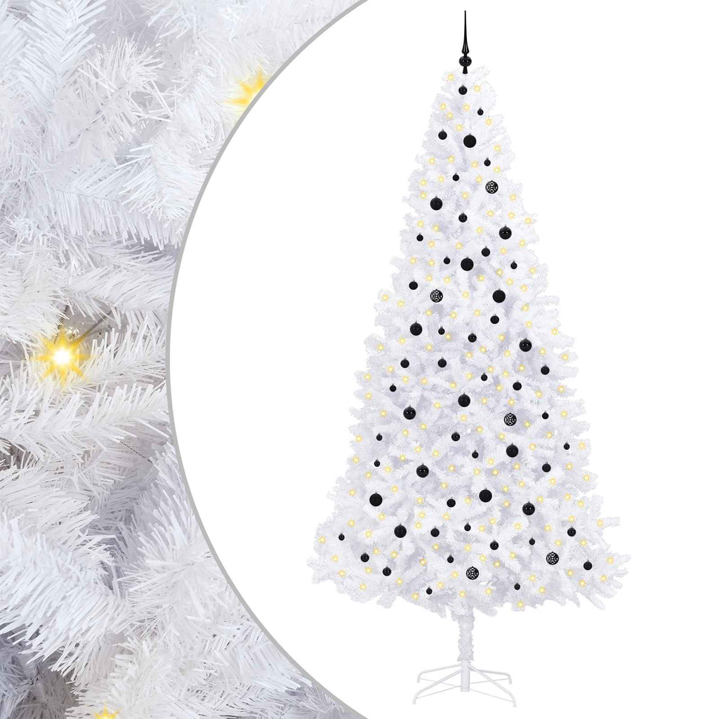 vidaXL Sztuczna choinka z 300 diodami LED Biały 300 cm PVC i stal