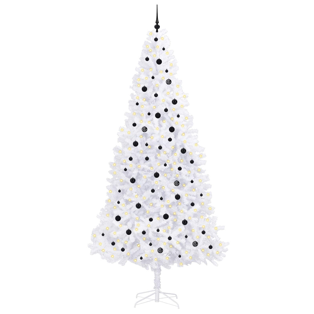 vidaXL Sztuczna choinka z 300 diodami LED Biały 300 cm PVC i stal