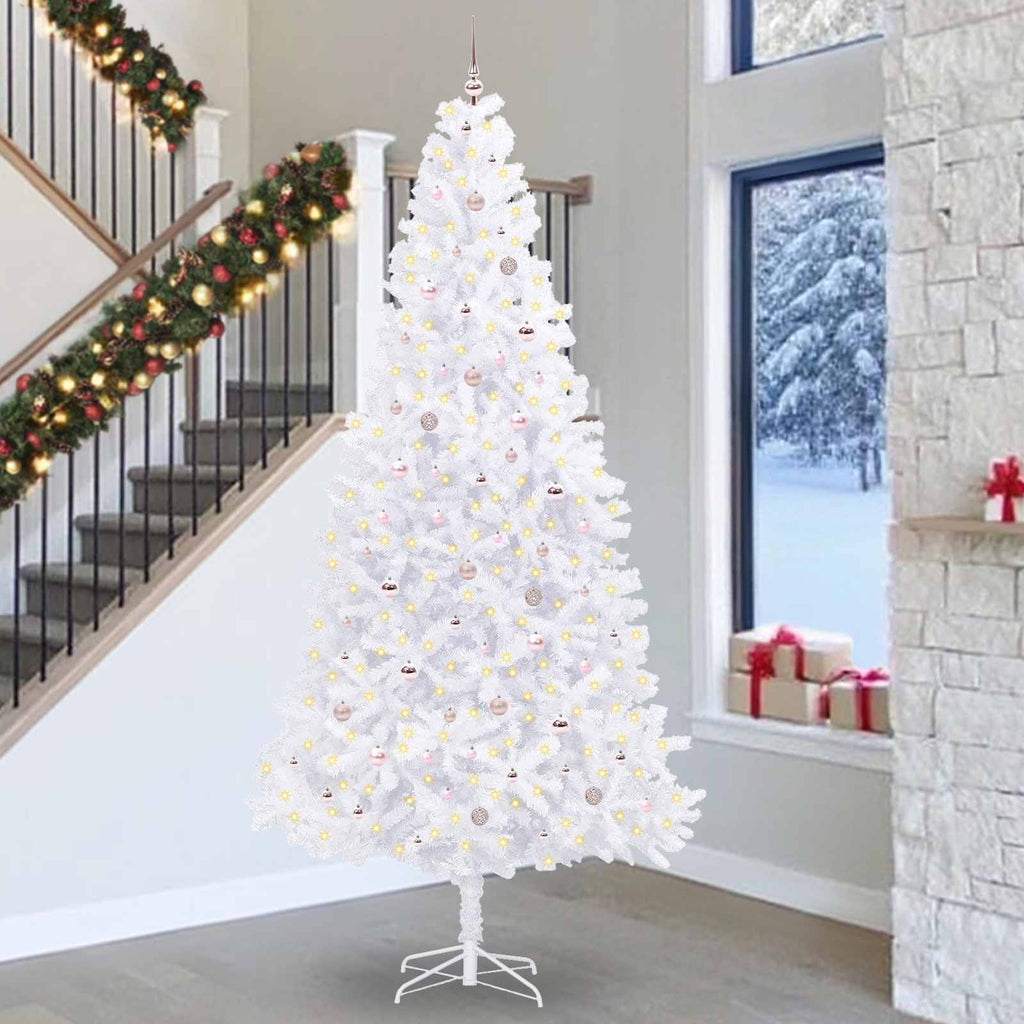 vidaXL Sztuczna choinka z 300 diodami LED Biały 300 cm PVC i stal