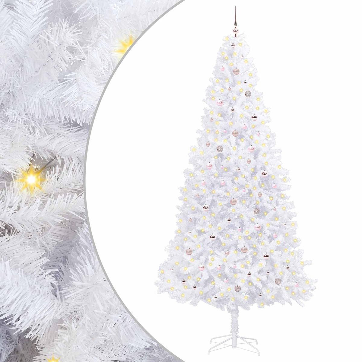 vidaXL Sztuczna choinka z 300 diodami LED Biały 300 cm PVC i stal