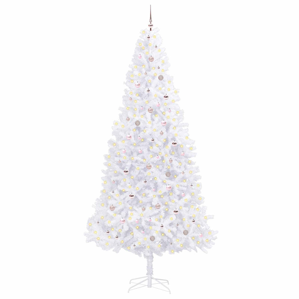 vidaXL Sztuczna choinka z 300 diodami LED Biały 300 cm PVC i stal