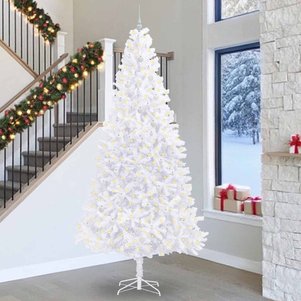 vidaXL Sztuczna choinka z 300 diodami LED Biały 300 cm PVC i stal