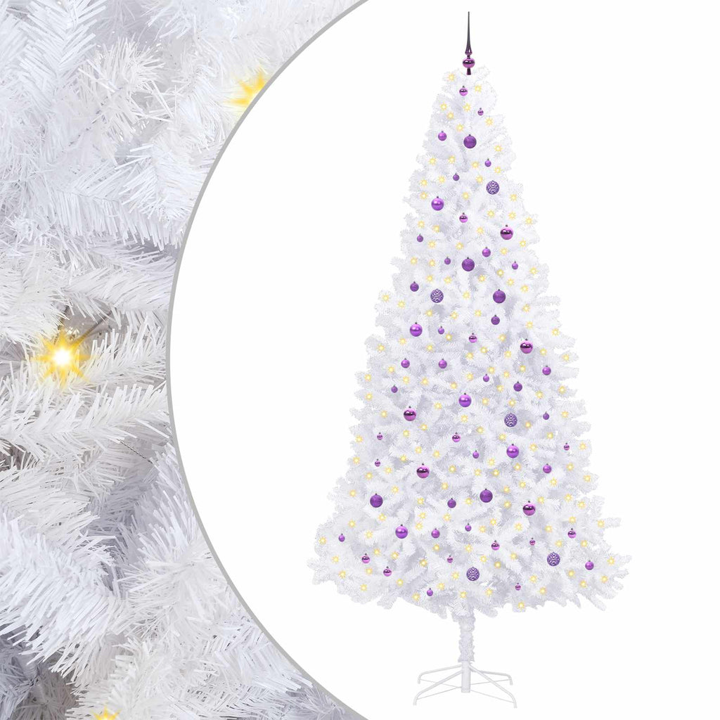 vidaXL Sztuczna choinka z 300 diodami LED Biały 300 cm PVC i stal