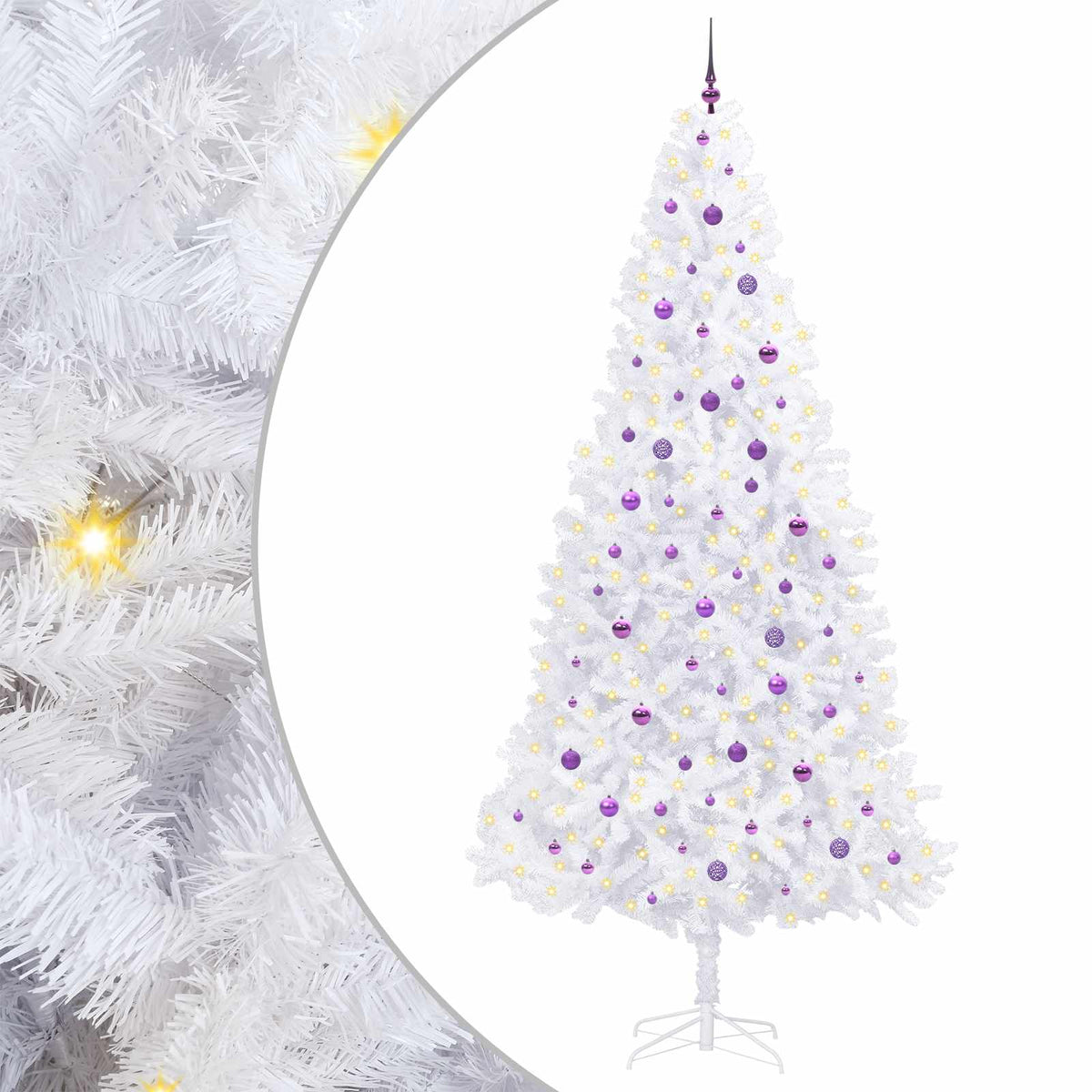 vidaXL Sztuczna choinka z 300 diodami LED Biały 300 cm PVC i stal