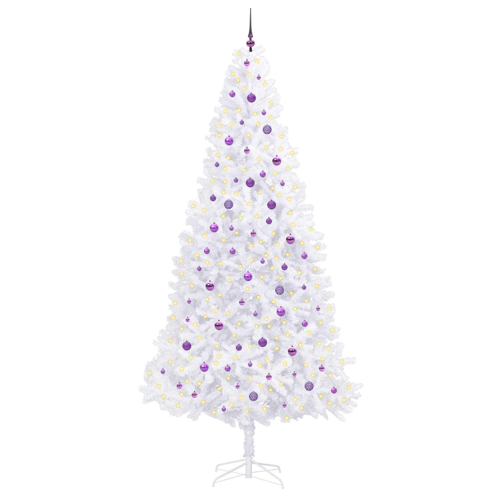 vidaXL Sztuczna choinka z 300 diodami LED Biały 300 cm PVC i stal