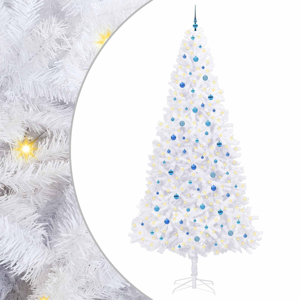 vidaXL Sztuczna choinka z 300 diodami LED Biały 300 cm PVC i stal