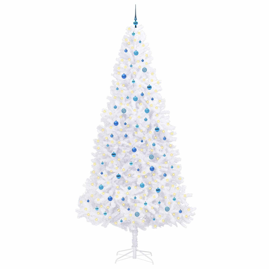 vidaXL Sztuczna choinka z 300 diodami LED Biały 300 cm PVC i stal