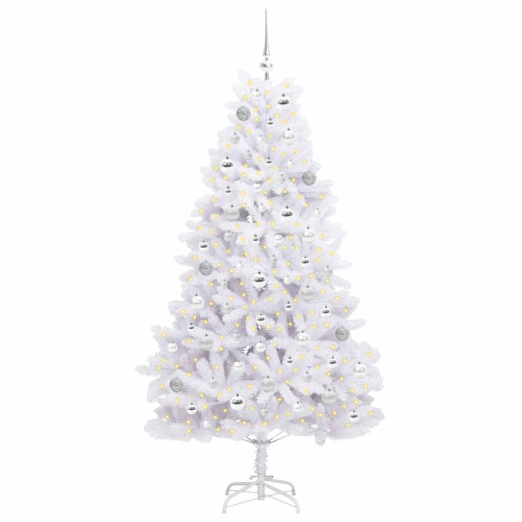 vidaXL Sztuczna choinka z zawiasami Biały 180 cm PVC i stal
