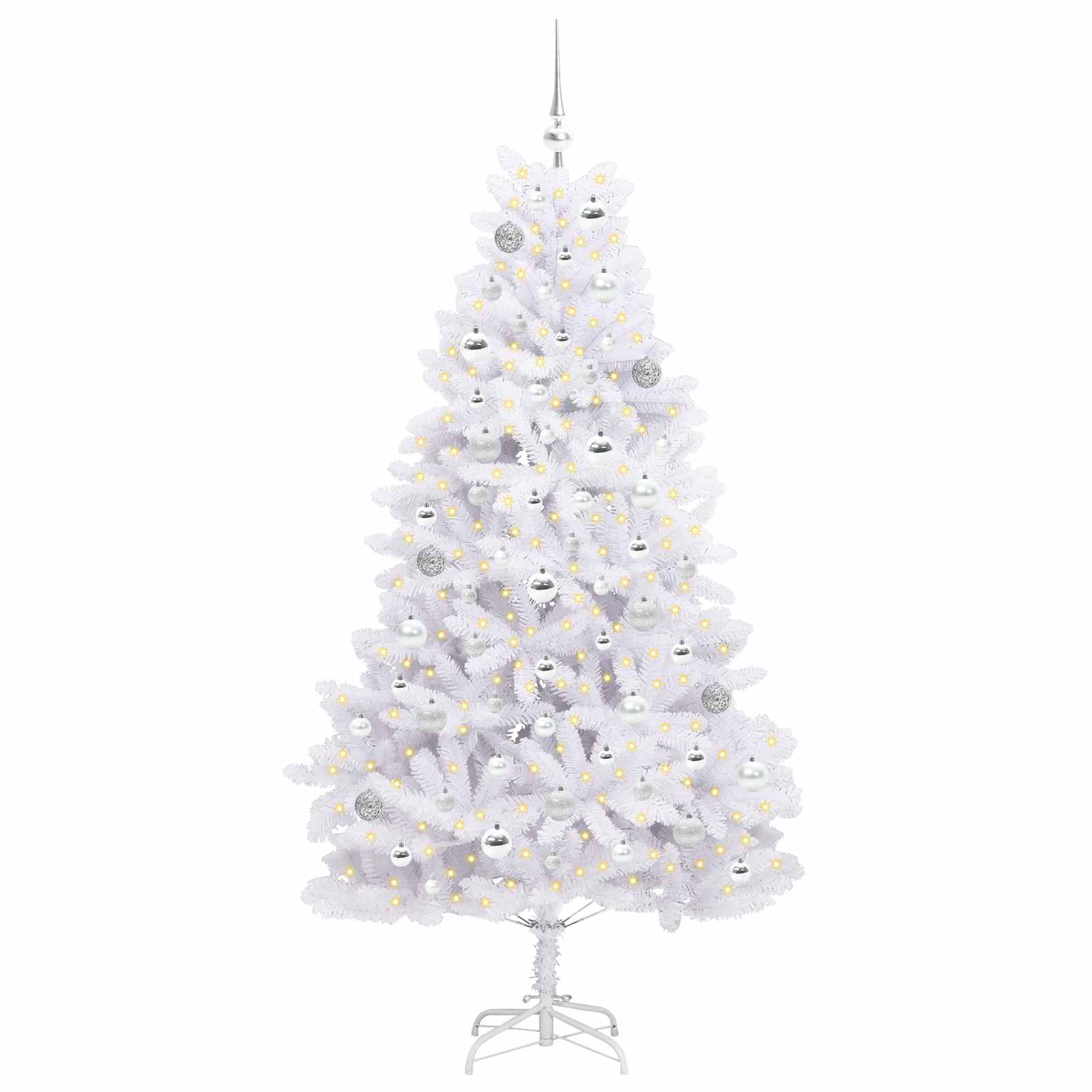 vidaXL Sztuczna choinka z zawiasami Biały 180 cm PVC i stal