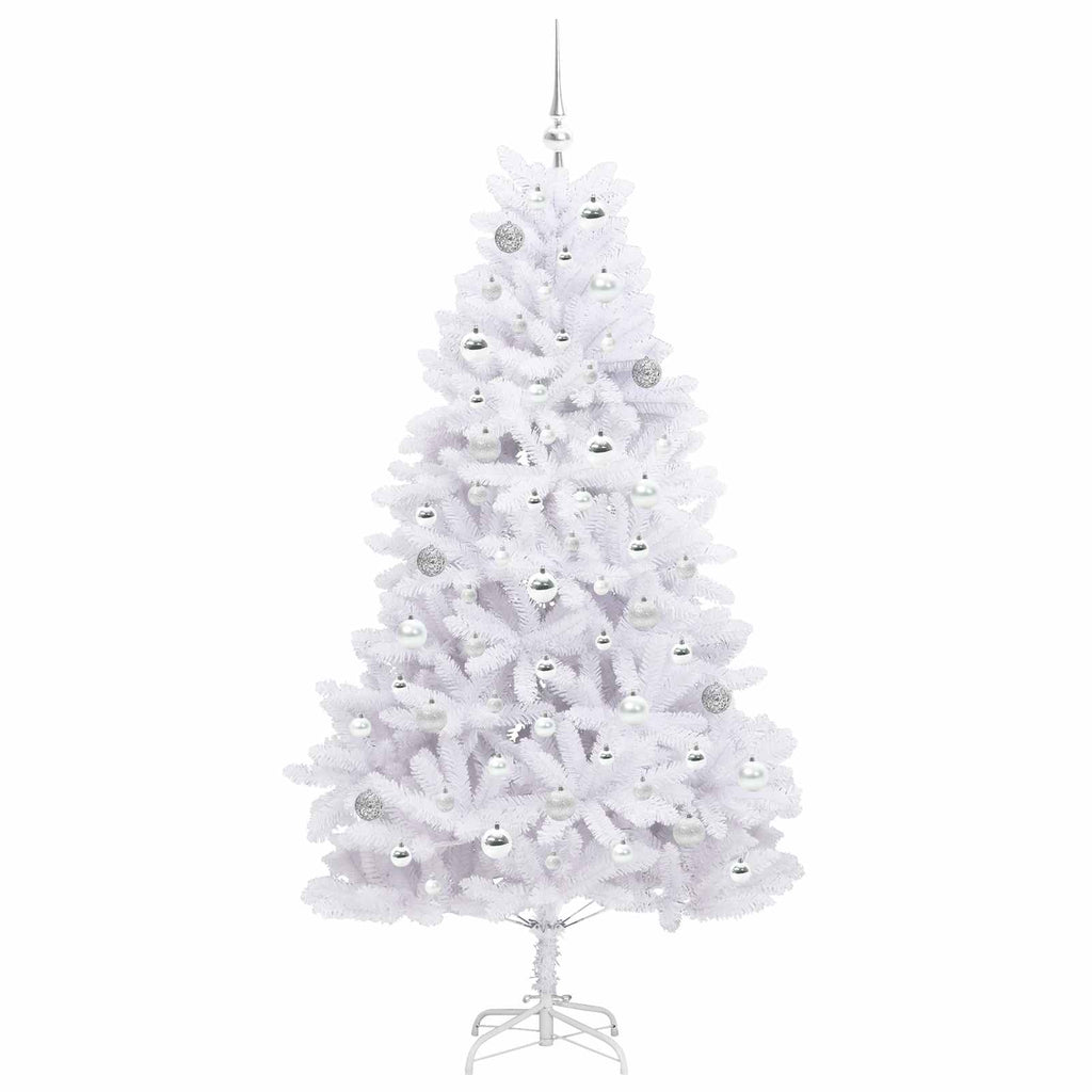 vidaXL Sztuczna choinka z zawiasami Biały 180 cm PVC i stal