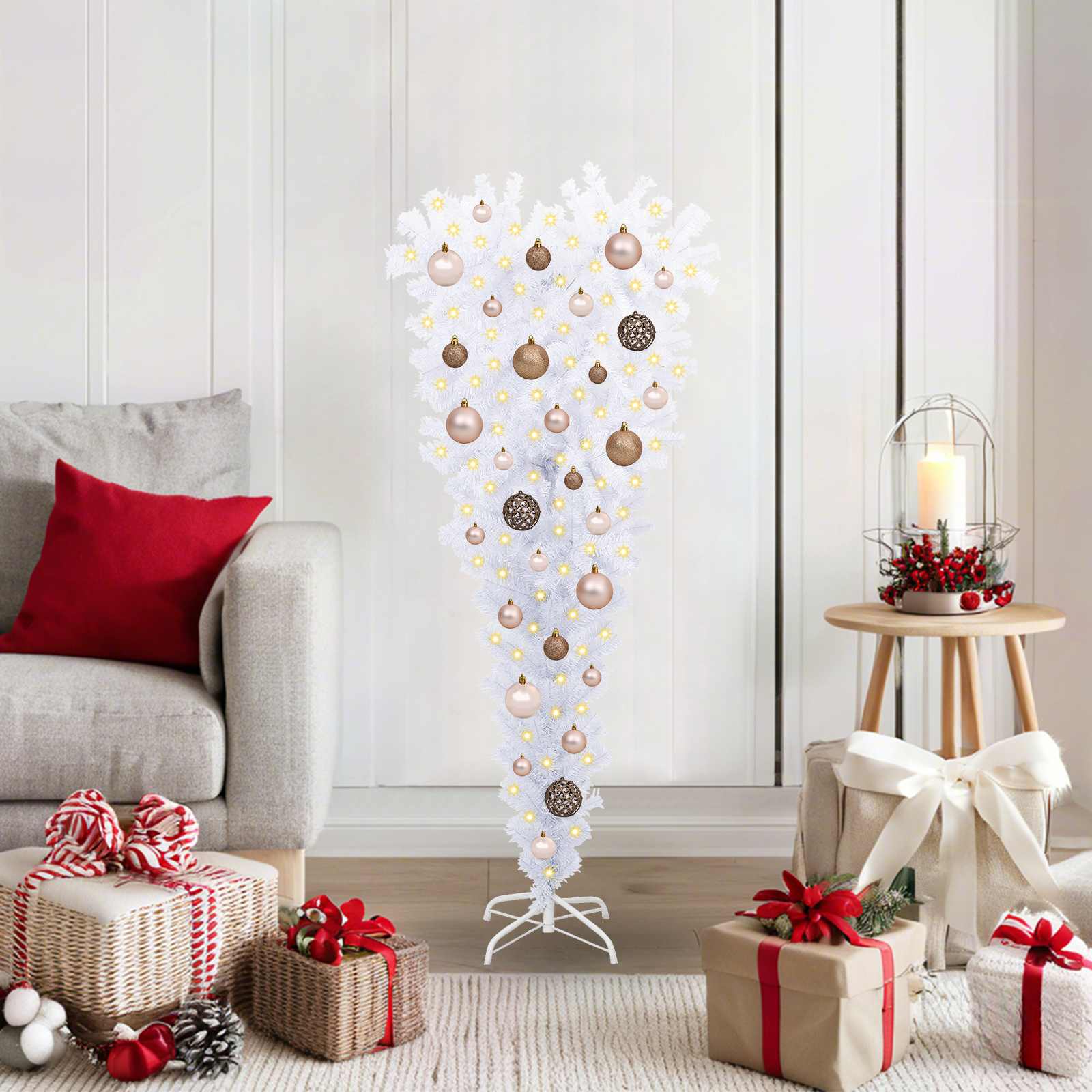 vidaXL Sztuczna choinka z 150 diodami LED Biały 120 cm PVC i Stal