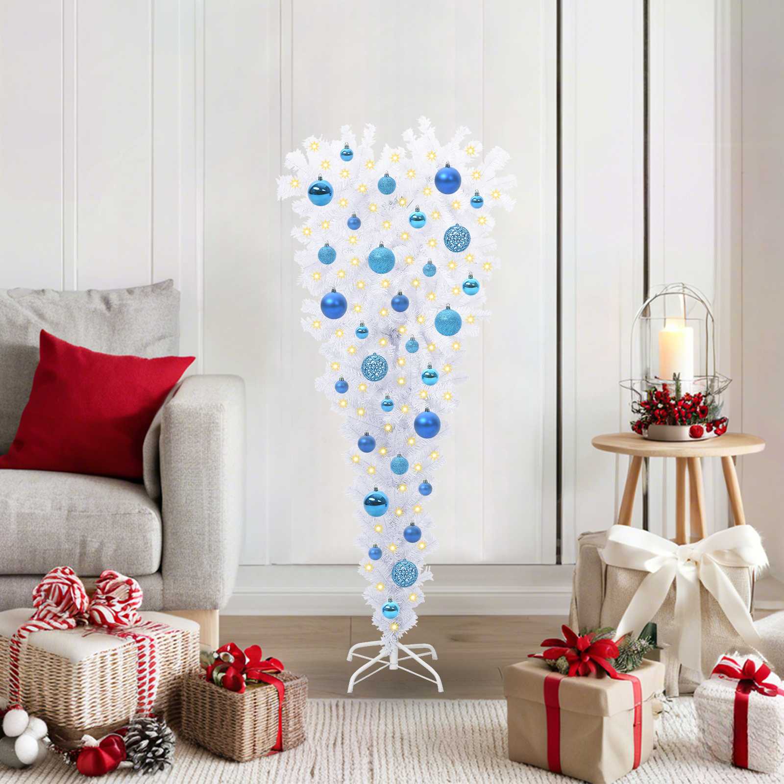 vidaXL Sztuczna choinka z 150 diodami LED Biały 120 cm PVC i Stal
