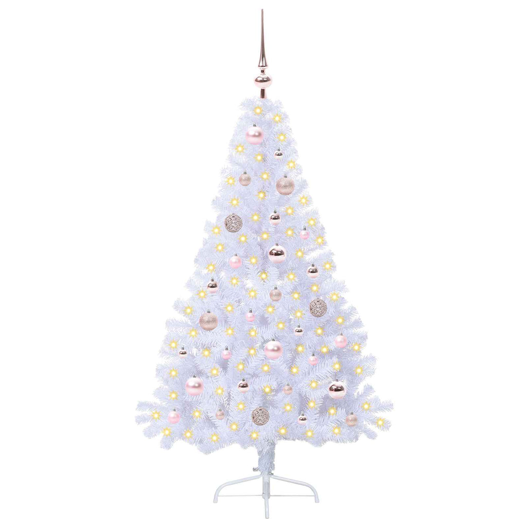 vidaXL Sztuczna choinka z 150 diodami LED Biały 150 cm PVC i stal