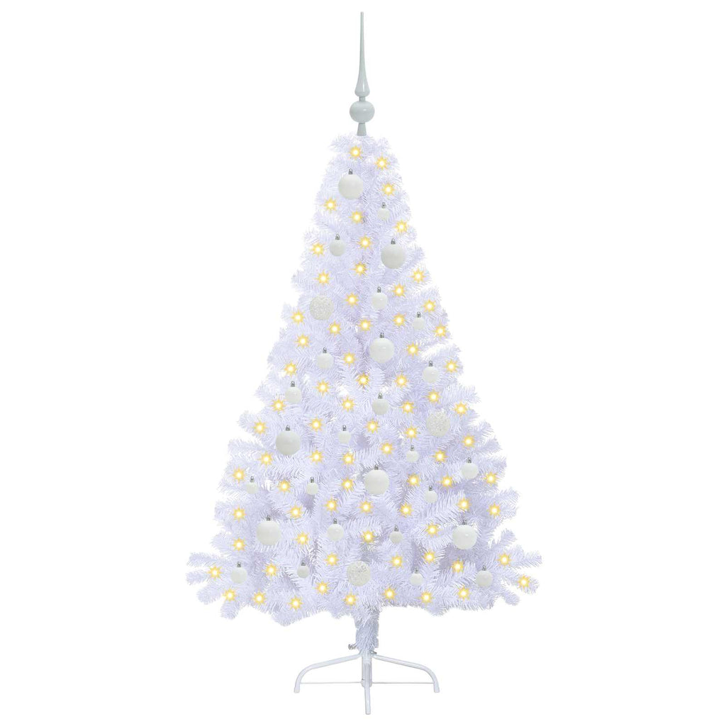 vidaXL Sztuczna choinka z 150 diodami LED Biały 150 cm PVC i stal