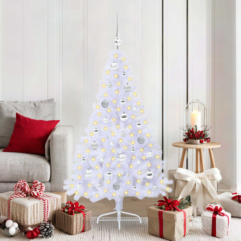 vidaXL Sztuczna choinka z 150 diodami LED Biały 150 cm PVC i stal