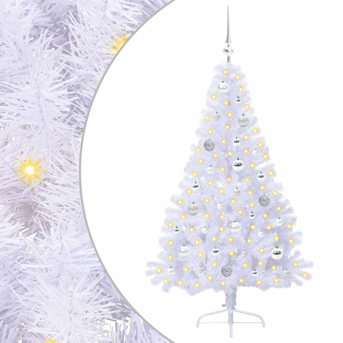 vidaXL Sztuczna choinka z 150 diodami LED Biały 150 cm PVC i stal