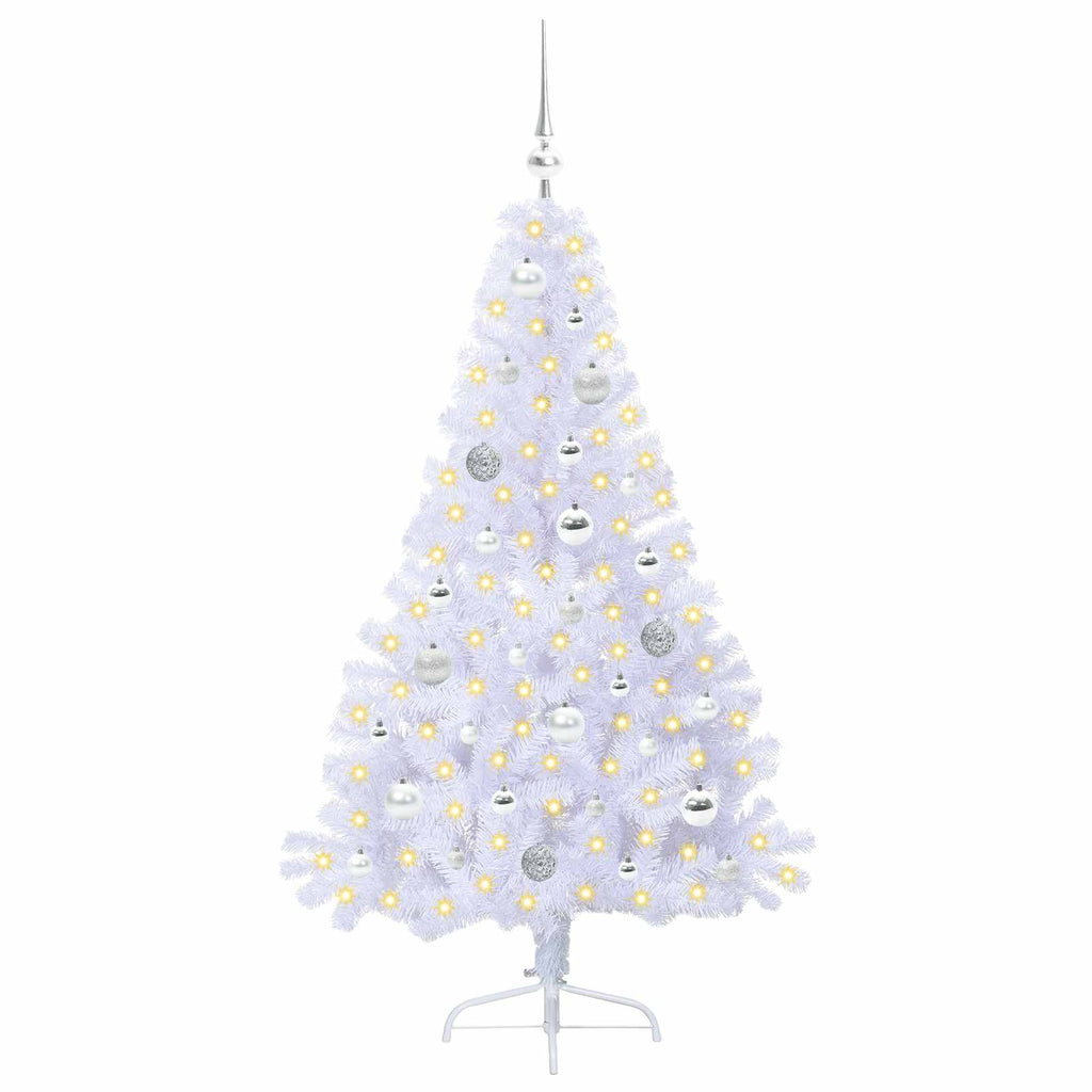 vidaXL Sztuczna choinka z 150 diodami LED Biały 150 cm PVC i stal